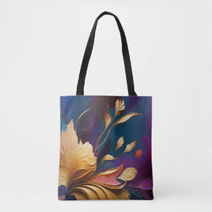 Vergoldete Blüte – Abstrakte florale Komposition Tasche