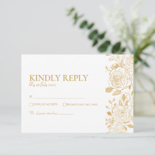 VERGOLDETE Blüten RSVP Karte