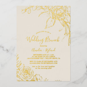 Vergoldete Floral   Goldfolie und Creme Hochzeitsb Folieneinladung