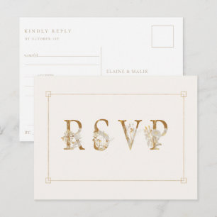 Vergoldete florale Hochzeit RSVP Songwunsch Einladungspostkarte