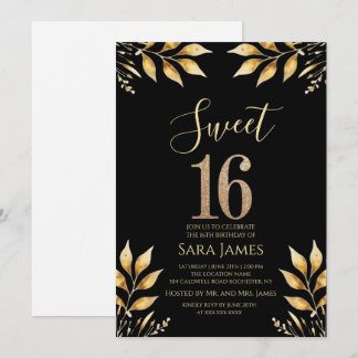 Vergoldete Glitz Sweet 16 Einladung