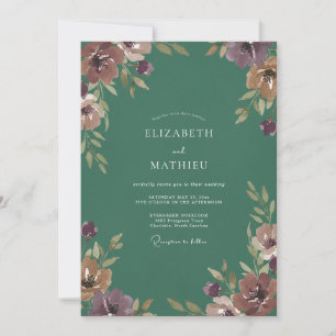 Vergoldete Pflaumen-Ocker-Blüten-Hochzeit Einladung