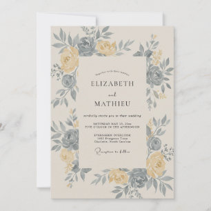Vergoldete Schiefer-Butter-Pfingstrosen-Hochzeit Einladung