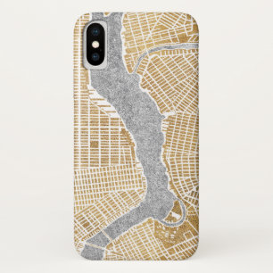 Vergoldete Stadt-Karte von New York iPhone X Hülle