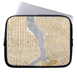 Vergoldete Stadt-Karte von New York Laptopschutzhülle