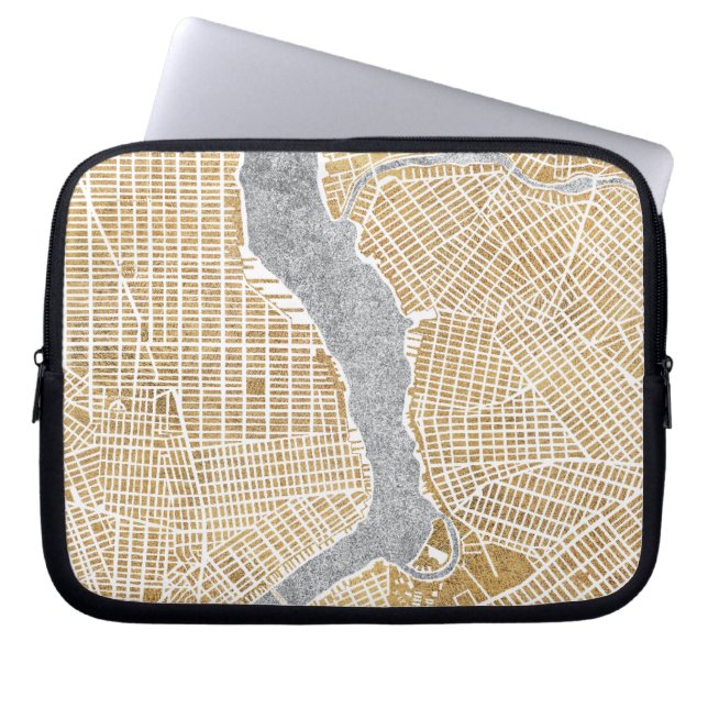 Vergoldete Stadt-Karte von New York Laptopschutzhülle (Vorderseite)