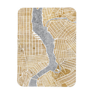 Vergoldete Stadt-Karte von New York Magnet