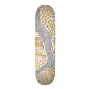 Vergoldete Stadt-Karte von New York Skateboard