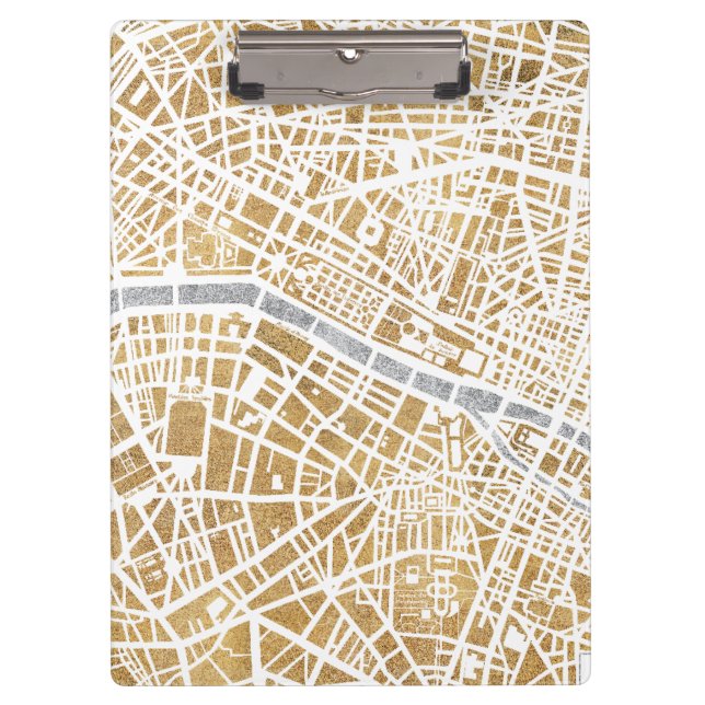 Vergoldete Stadt-Karte von Paris Klemmbrett (Vorderseite)