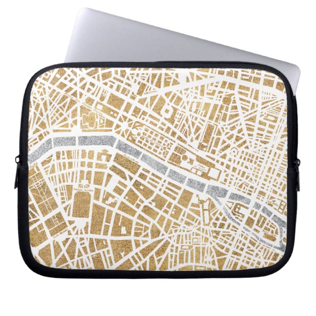 Vergoldete Stadt-Karte von Paris Laptopschutzhülle (Vorderseite)