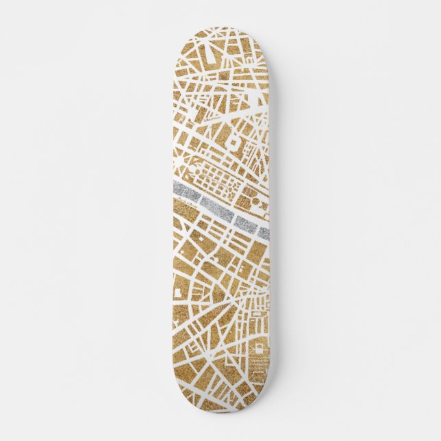 Vergoldete Stadt-Karte von Paris Skateboard (Vorne)