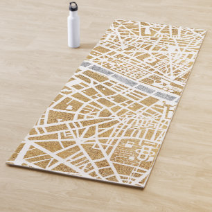 Vergoldete Stadt-Karte von Paris Yogamatte