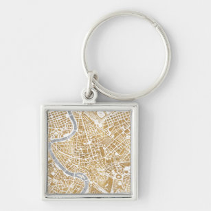Vergoldete Stadt-Karte von Rom Schlüsselanhänger
