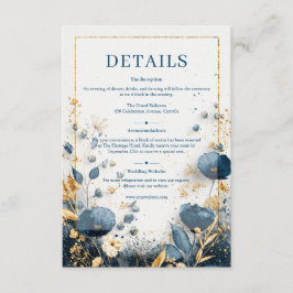 Vergoldete Wildblume Navy und Gold Hochzeit Begleitkarte