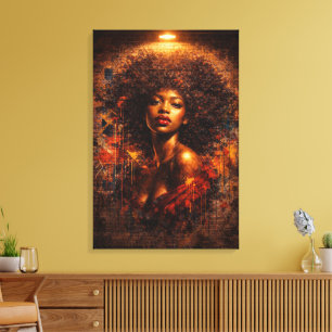 Vergoldeter Afro: Urbane Street Art Leinwanddruck