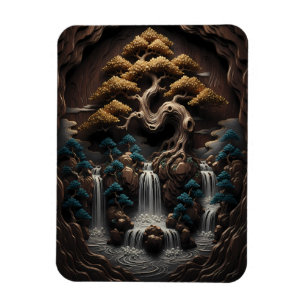 Vergoldeter Bonsai: Ein ruhiger Wald Retreat Magnet