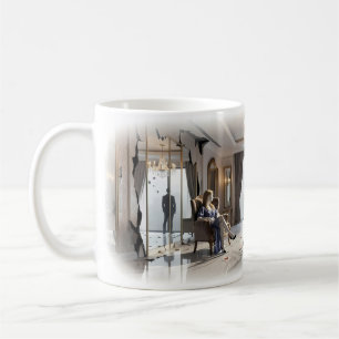 Vergoldeter Herzschmerz in einer stillen Luxussuit Kaffeetasse