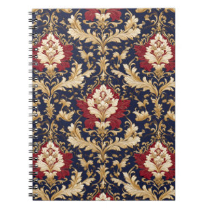 Vergoldeter Jugendstil-Blumendamask Notizblock