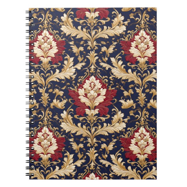 Vergoldeter Jugendstil-Blumendamask Notizblock (Vorderseite)