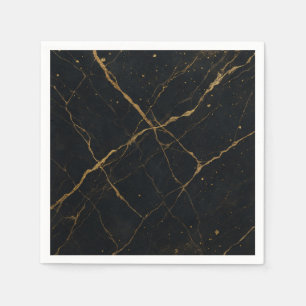 Vergoldeter Mitternachtsmarmor Schwarz & Gold Hoch Serviette
