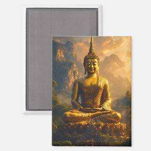 Vergoldeter sitzender Buddha unter einem Sonnenunt Magnet