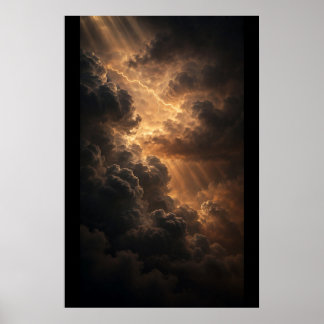 Vergoldeter Sturm — Sturm-Sphäre über dunklem Ozea Poster
