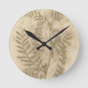 Vergoldetes Laub I Runde Wanduhr