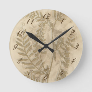 Vergoldetes Laub I Runde Wanduhr