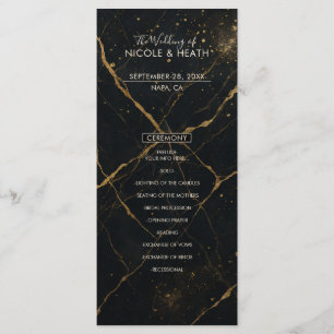 Vergoldetes Mitternachtsmarmor Schwarz & Gold Hoch Menükarte