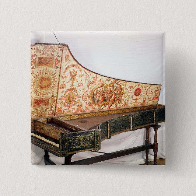 Vergoldetes und gemaltes Cembalo Button (Vorderseite)