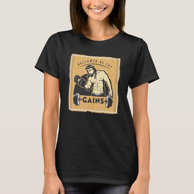 Verhaftet werden, ihr gewinnt Muskel Jesus Gewicht T-Shirt (Vorderseite)