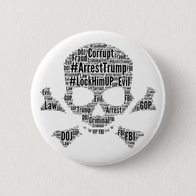 Verhaftung von Trump Schädel und Knochen Button (Vorderseite)