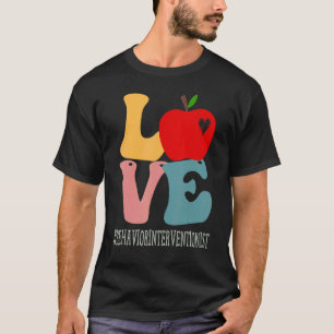 Verhaltensinterventionist Liebt Apfel Groovy Zurüc T-Shirt