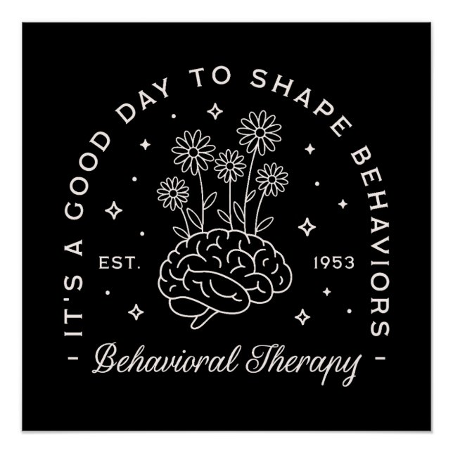 Verhaltenstherapeut zitiert Retroschwarz Poster (Vorderseite)