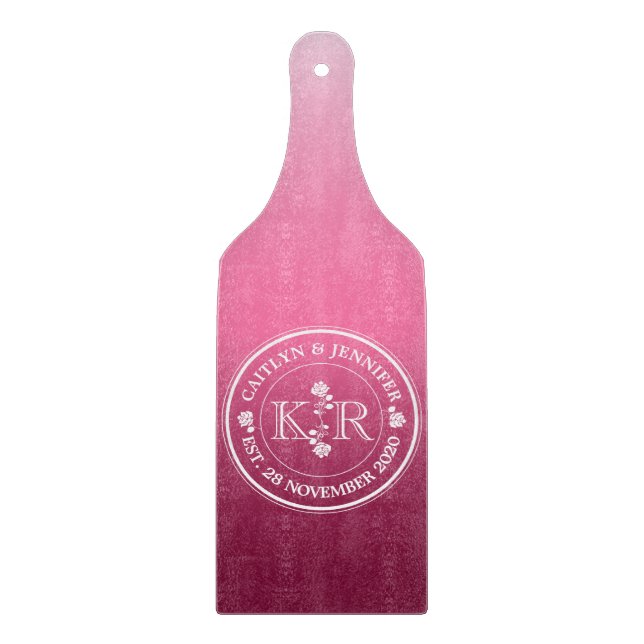 Verhältnis von Equals Monogram Rose Pink Ombre Schneidebrett (Vorderseite)