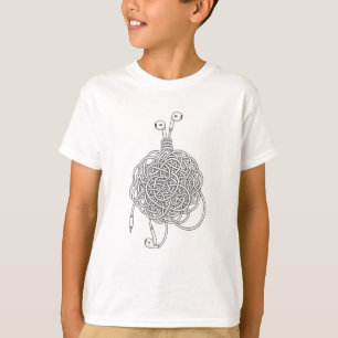 Verhedderter Ohrhörerknoten Chaos Kinder T-Shirt