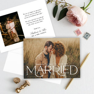 Verheiratet Bold Moderne Serif Foto Hochzeit Ankündigung