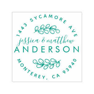 Verheiratet Couple Sweet Rustic Script Rücksendead Permastempel