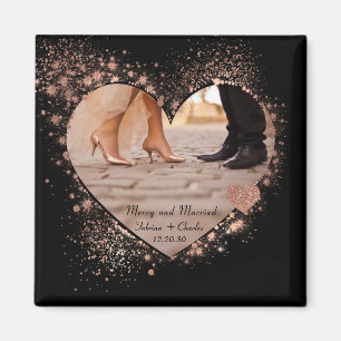 Verheiratet & Fröhlich Roségold Funkelnde Lichter  Magnet
