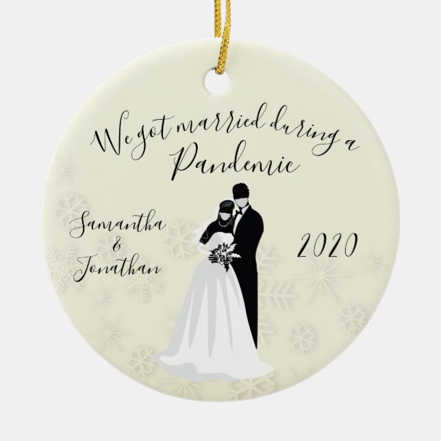 Verheiratet got im Jahr 2020 Maskenbad Keramik Ornament (Vorne)