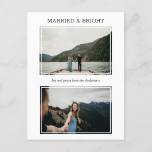 Verheiratet & hell 2 Personalisiertes Foto Weihnac Feiertagspostkarte