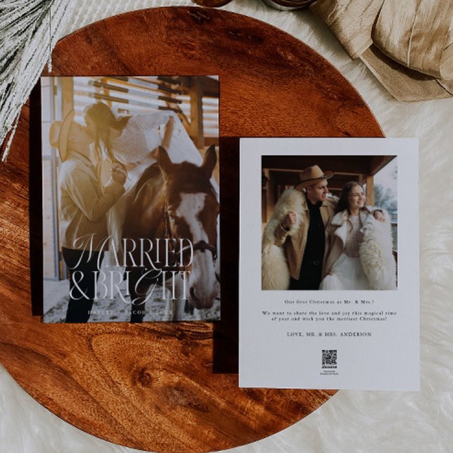 Verheiratet & hell Vintag Elegantes Foto Feiertagskarte (Von Creator hochgeladen)