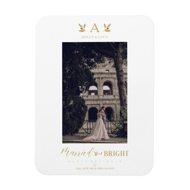 Verheiratet & hell Weihnachten Erstmaliges Newlywe Magnet (Vertikal)
