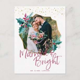 Verheiratet & Hell   Weihnachtsfotokarte Feiertagspostkarte