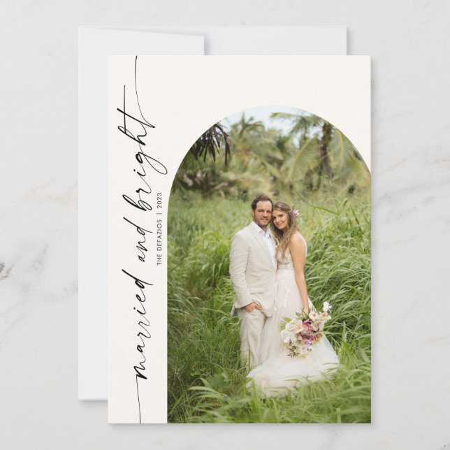 Verheiratet & hell Weihnachtskarte Foto Einladung (Vorderseite)