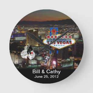 VERHEIRATET in der Las- Vegaswand-Uhr Runde Wanduhr