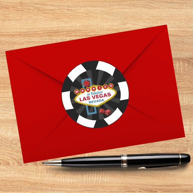 Verheiratet in fabulous Las Vegas Poker Chip Hochz Runder Aufkleber (Von Creator hochgeladen)