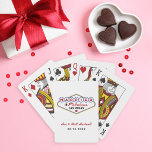Verheiratet in Fabulous Las Vegas Wedding Monogram Spielkarten<br><div class="desc">Diese einzigartigen und lustigen Gastgeschenk Hochzeiten "Verheiratet in Fabulous Las Vegas" sind mit einem Monogramm der Braut- und Bräutigam-Namen,  Hochzeitstermine und einem weißen Hintergrund versehen. Schwarz,  Weiß,  Rot,  Blau,  Gelb und Grau.</div>