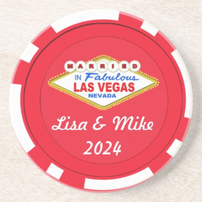 Verheiratet in Las Vegas Chip Untersetzer bearbeit (Vorne)