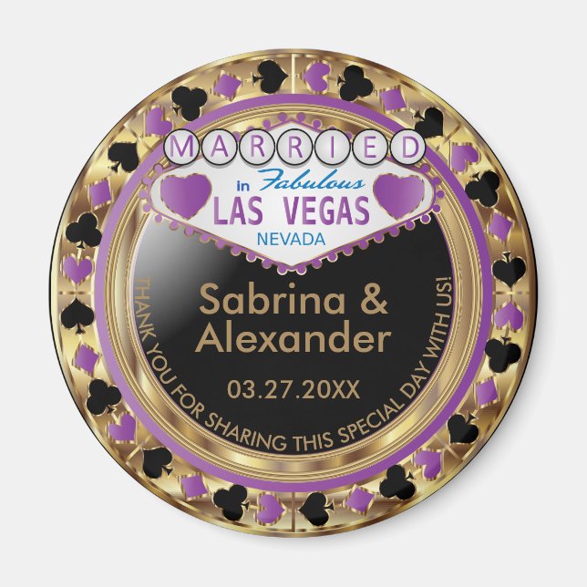 Verheiratet in Las Vegas - Danke - Lila Magnet (Vorne)